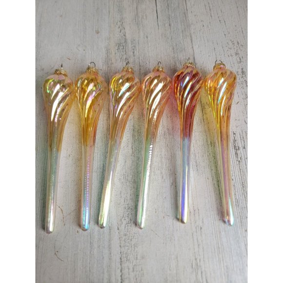 Vintage Golden glass pink twisted ornament Xmas set - Picture 7 of 8